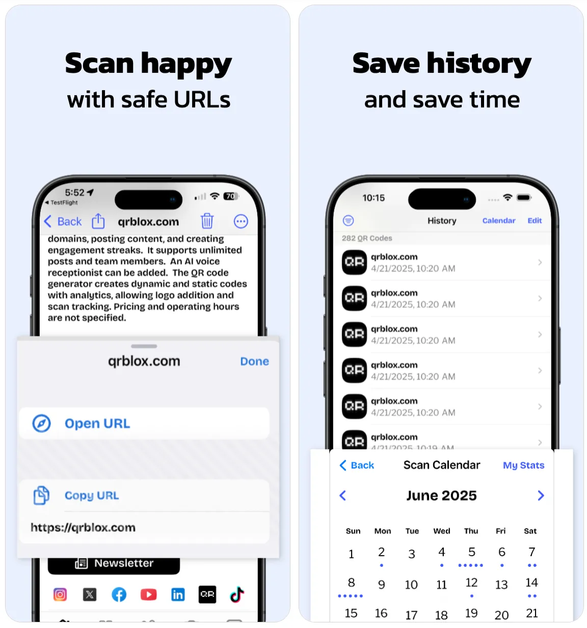 Qrblox scanning a QR code on iPhone